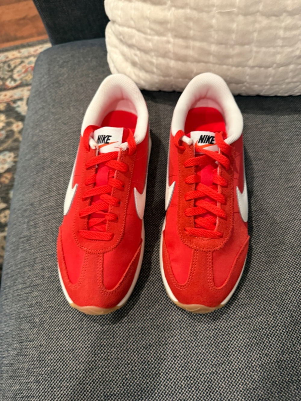 Nike Women's Red White Retro Runner Sneakers - Picture 2 of 5